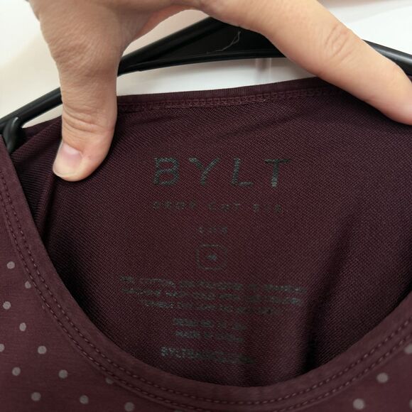 BYLT Drop Cut Lux Short Sleeve Shirt Men’s Medium Maroon Polka Dot Perfomance - Picture 5 of 8